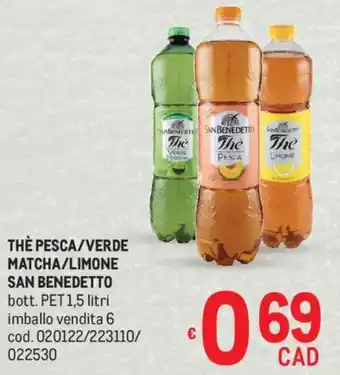 Metro Thè pesca/verde matcha/limone SAN BENEDETTO offerta