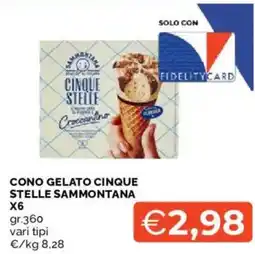 Mercatò Cono gelato cinque stelle SAMMONTANA X6 offerta