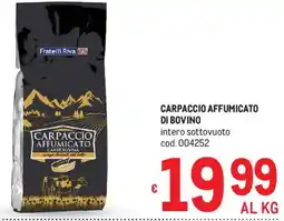Metro Fratelli riva carpaccio affumicato carne bovina offerta