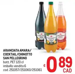 Metro Aranciata amara/ cocktail/chinotto SAN PELLEGRINO offerta