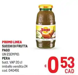 Metro Succhi di frutta PAGO Pera offerta