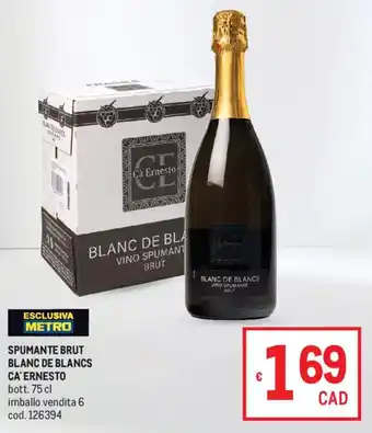 Metro Spumante brut blanc de blancs CA'ERNESTO offerta
