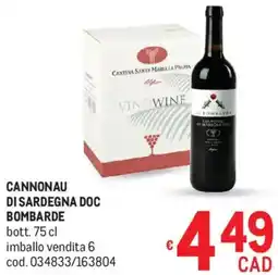 Metro Cannonau di sardegna doc BOMBARDE offerta