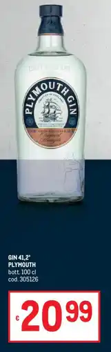 Metro Gin 41,2° PLYMOUTH offerta