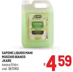 Metro Sapone liquido mani muschio bianco JKARE offerta