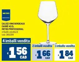 Metro Calice vino bordeaux carrè METRO PROFESSIONAL offerta