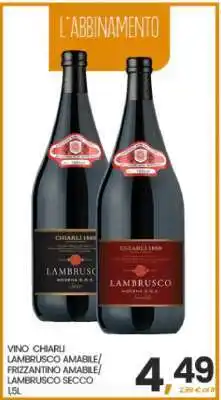 Eurospar VINO CHIARLI LAMBRUSCO AMABILE/FRIZZANTINO AMABILE/LAMBRUSCO SECCO offerta