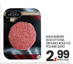 Eurospar MAXI BURGER DI SCOTTONA (BOVINO ADULTO) POLAND 200G offerta