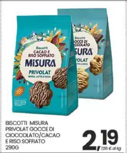 Eurospar BISCOTTI MISURA PRIVOLAT GOCCE DI CIOCCOLATO/CACAO E RISO SOFFIATO offerta