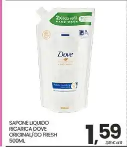 Eurospar SAPONE LIQUIDO RICARICA DOVE ORIGINAL/GO FRESH 500ML offerta