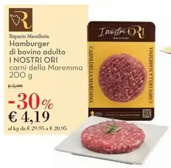 Reparto Macelleria Hamburger di bovino adulto I NOSTRI ORI