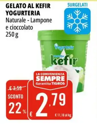 Gelato al kefir yogurteria naturale, lampone e cioccolato