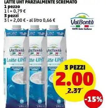 PENNY Latte uht parzialmente scremato ml 3000 offerta