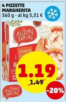 PENNY 4 pizzette margherita offerta