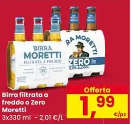 Despar Birra filtrata a freddo o Zero Moretti offerta