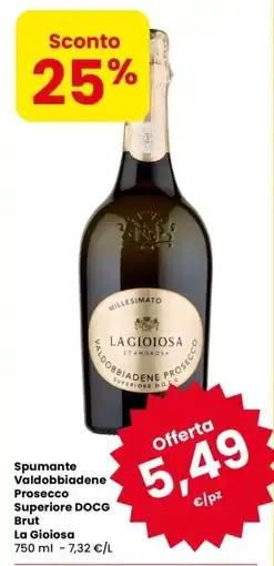 Despar Spumante Valdobbiadene Prosecco Superiore DOCG Brut La Gioiosa offerta