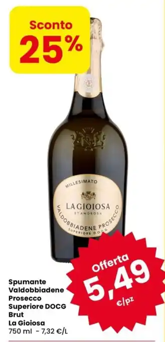 Despar Spumante Valdobbiadene Prosecco Superiore DOCG Brut La Gioiosa offerta