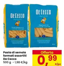 Despar Pasta di semola formati assortiti De Cecco offerta