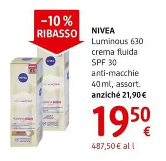 NIVEA Luminous 630 crema fluida SPF 30 anti-macchie