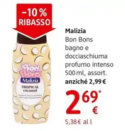 dm drogerie markt Malizia Bon Bons bagno e docciaschiuma profumo intenso offerta