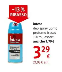 dm drogerie markt intesa deo spray uomo profumo fresco offerta