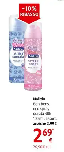 dm drogerie markt Malizia Bon Bons deo spray durata 48h offerta