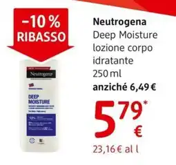 dm drogerie markt Neutrogena Deep Moisture lozione corpo idratante offerta