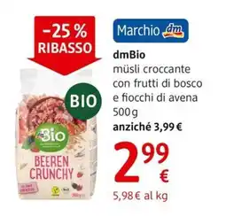 dm drogerie markt dmBio müsli croccante con frutti di bosco e fiocchi di avena offerta