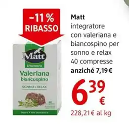 dm drogerie markt Matt integratore con valeriana e biancospino per sonno e relax 40 compresse offerta