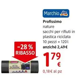 dm drogerie markt Profissimo nature sacchi per rifiuti in plastica riciclata offerta