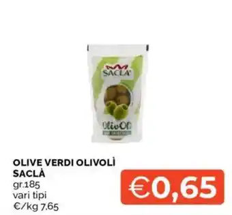 Mercatò Olive verdi olivoli SACLÀ offerta