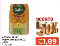 Mercatò 3 cereali riso, farro e orzo gallo offerta
