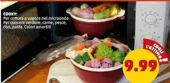 PENNY Cooky: per cottura a vapore nel microonde. per cuocere verdure, carne, pesce, riso, pasta. offerta