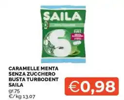 Mercatò Caramelle menta senza zucchero busta turbodent SAILA offerta