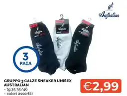 Mercatò Gruppo 3 calze sneaker unisex AUSTRALIAN offerta