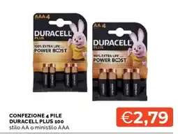 Mercatò Confezione 4 pile duracell plus 100 offerta