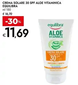 Bennet Crema solare 30 spf aloe vitaminica EQUILIBRA offerta