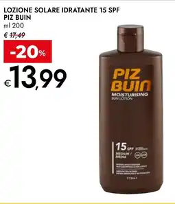 Bennet Lozione solare idratante 15 SPF PIZ BUIN offerta