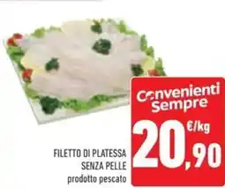 Conad Filetto di platessa senza pelle prodotto pescato offerta