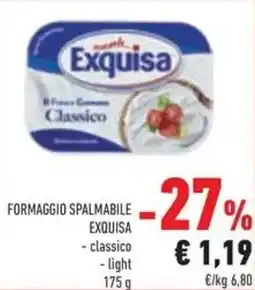 Conad Formaggio spalmabile exquisa classico, light offerta