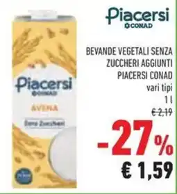 Conad Bevande vegetali senza zuccheri aggiunti PIACERSI CONAD offerta