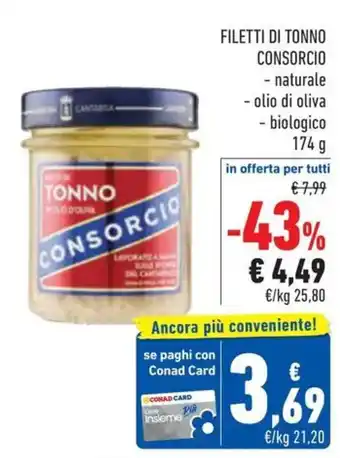 Conad Filetti di tonno CONSORCIO offerta