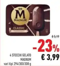 Conad 4 stecchi gelato MAGNUM offerta