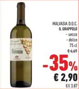 Conad Malvasia d.o.c. il grappolo secco, dolce offerta
