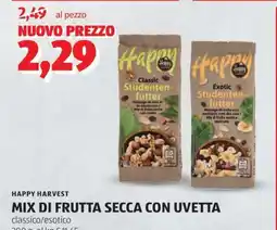 ALDI HAPPY HARVEST MIX DI FRUTTA SECCA CON UVETTA offerta