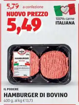 ALDI IL PODERE HAMBURGER DI BOVINO offerta