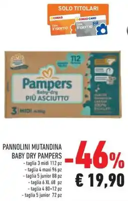 Conad Pannolini mutandina baby dry PAMPERS offerta