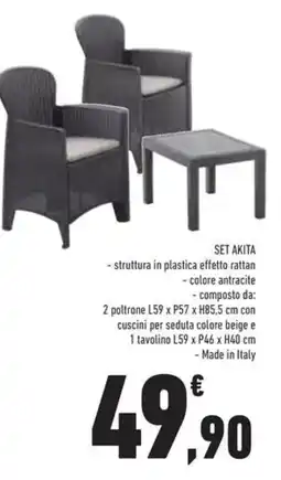 Conad Set akita struttura in plastica effetto rattan offerta