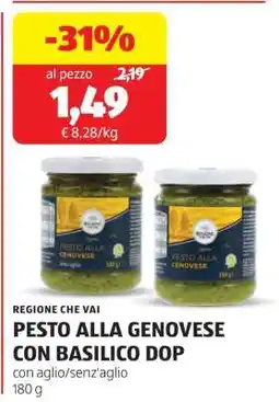 ALDI PESTO ALLA GENOVESE CON BASILICO DOP offerta