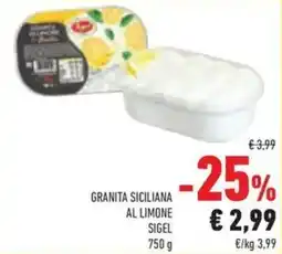 Conad Granita siciliana al limone sigel offerta